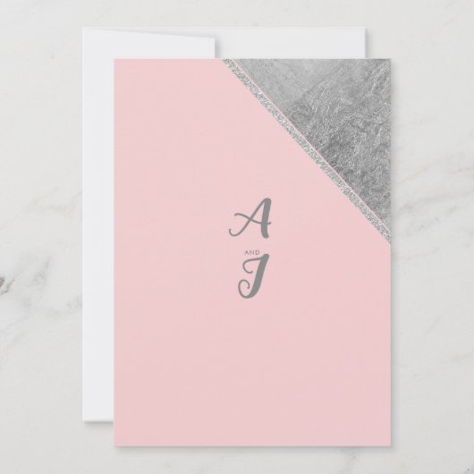 Pink silver glitter script calligraphy wedding 招待状 (裏面)