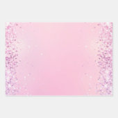 Pink Silver Glitzy Sparkle Confetti Christmas ラッピングペーパーシート (正面2)