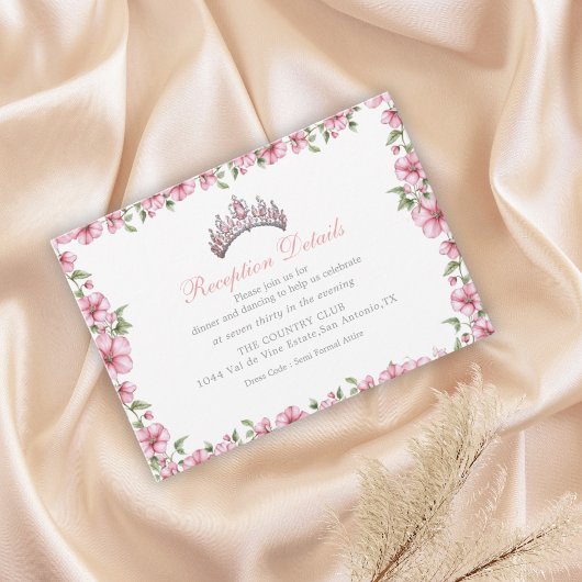 Pink Silver Mis Quince Glitter Quinceañera エンクロージャーカード