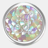 Pink Silver Monogram Mother o Pearl Envelope Seal  ラウンドシール (正面)
