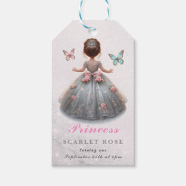 Pink silver princess gown Fairytale birthday party ギフトタグ