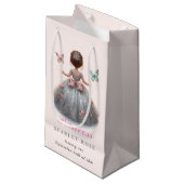 Pink silver princess gown Fairytale birthday party スモールペーパーバッグ (正面アングル)