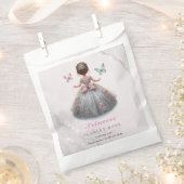 Pink silver princess gown Fairytale birthday party フェイバーバッグ (クリップ留めされた状態)