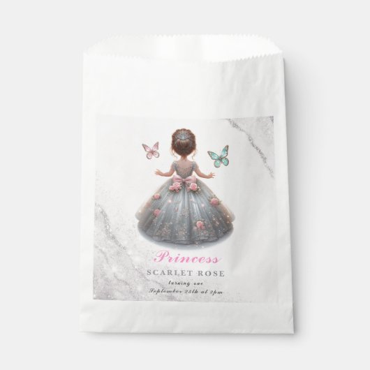 Pink silver princess gown Fairytale birthday party フェイバーバッグ (正面)