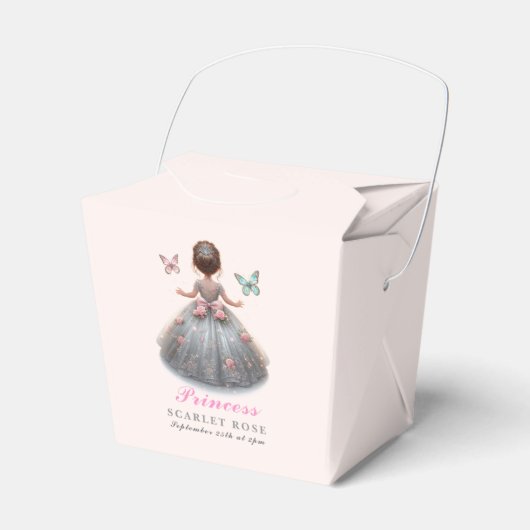 Pink silver princess gown Fairytale birthday party フェイバーボックス (正面サイド)