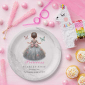 Pink silver princess gown Fairytale birthday party ペーパープレート (パーティー)