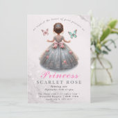 Pink silver princess gown Fairytale birthday party 招待状 (スタンド正面)