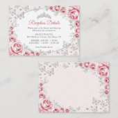 Pink Silver Quinceanera Reception Details エンクロージャーカード (正面/裏面)
