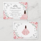 Pink Silver Quincenarea Reception Details エンクロージャーカード (正面/裏面)