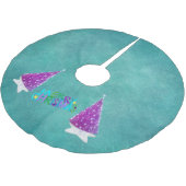 Pink Silver Shiny Trees Merry Christmas Colourful ブラッシュドポリエステルツリースカート (アングル)