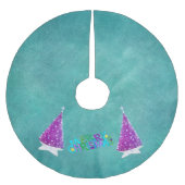 Pink Silver Shiny Trees Merry Christmas Colourful ブラッシュドポリエステルツリースカート (正面)