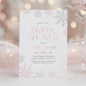 Pink Silver Snowflake Winter Bridal Shower 招待状