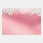 Pink Silver Sparkle Confetti Christmas ラッピングペーパーシート (正面)