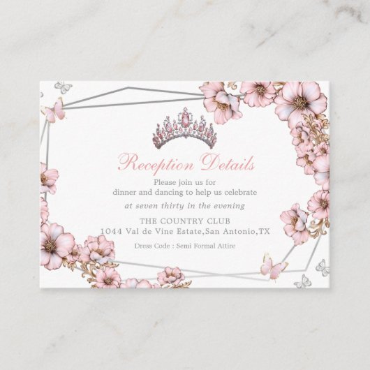 Pink Silver Tiara Butterfly Enclosure Card エンクロージャーカード (正面)
