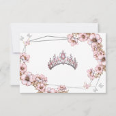 Pink Silver Tiara Butterfly Quinceañera サンキューカード (裏面)