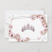 Pink Silver Tiara Butterfly Quinceañera 出欠カード (裏面)