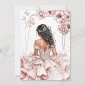 Pink Silver Tiara Floral Butterfly Quinceañera 招待状 (裏面)