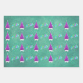 Pink Silver Trees Colourful Merry Christmas Text ラッピングペーパーシート (正面3)