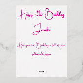 Pink & Silver Wild Poppy Watercolor aged Birthday 箔シーズンカード (裏面)