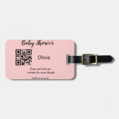 Pink simple baby shower q r code add name text thr ラゲッジタグ (正面横)