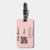 Pink simple baby shower q r code add name text thr ラゲッジタグ (正面縦)
