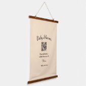 Pink simple baby shower q r code add name text thr 吊り下げ型タペストリー (傾斜あり)