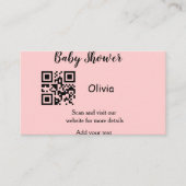 Pink simple baby shower q r code add name text thr 名刺 (正面)