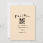 Pink simple baby shower q r code add name text thr 招待状 (正面)