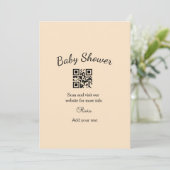 Pink simple baby shower q r code add name text thr 招待状 (スタンド正面)