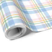 Pink Simple Gingham Check Christmas ラッピングペーパー (ロールコーナー)