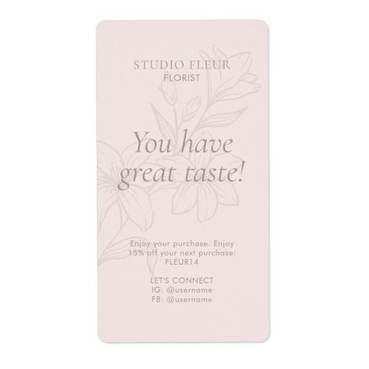 Pink | Simple Modern Florist Shipping Labels ラベル (正面)
