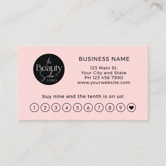 Pink Simple Modern Professional Loyalty Card 名刺 (裏面)