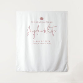 Pink Simple Modern Script Name Graduation Party タペストリー