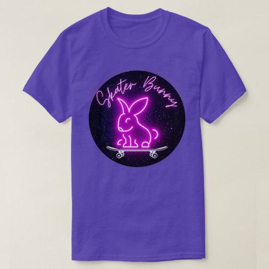 Pink Skater Bunny on Skateboard Tシャツ (デザイン正面)