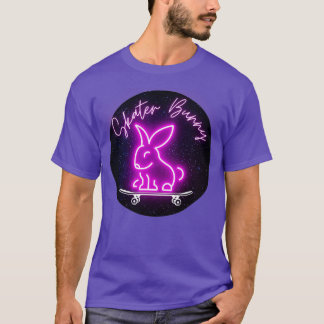 Pink Skater Bunny on Skateboard Tシャツ