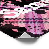 Pink Skull and Crossbones with Hearts and Bow ポスター (角)