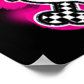 Pink Skull & Bones Girls Birthday Party Banner ポスター (角)