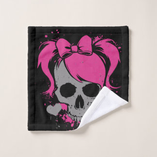Pink Skull Girl – Dark Cute Style ウォッシュタオル