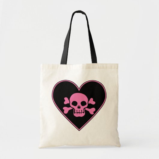 Pink Skull in Heart トートバッグ (正面)