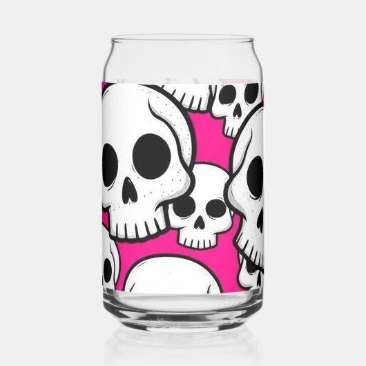 Pink Skull Pattern ガラス缶 (正面)