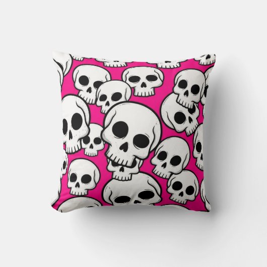 Pink Skull Pattern クッション (正面)