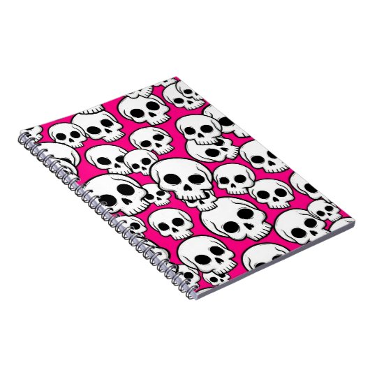 Pink Skull Pattern ノートブック (右側)