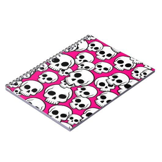 Pink Skull Pattern ノートブック (左側)
