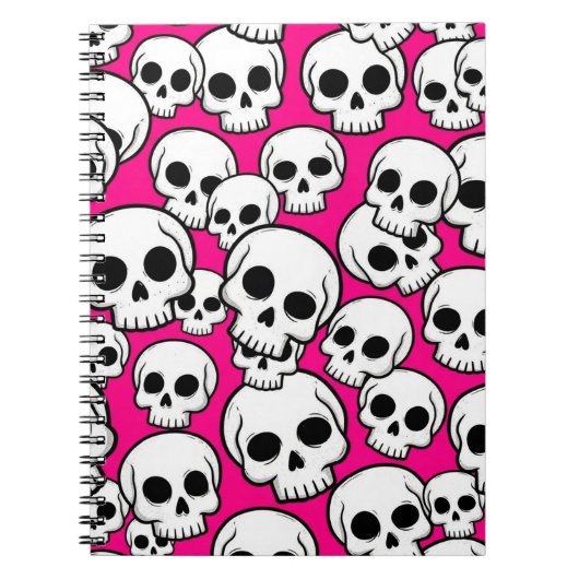 Pink Skull Pattern ノートブック (正面)