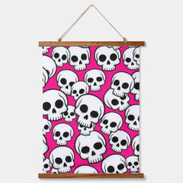 Pink Skull Pattern 吊り下げ型タペストリー