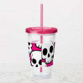 Pink Skull Pattern Acrylic Tumbler アクリルタンブラー (右)