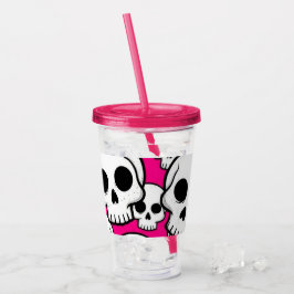 Pink Skull Pattern Acrylic Tumbler アクリルタンブラー
