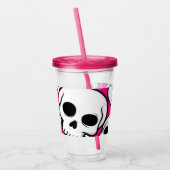Pink Skull Pattern Acrylic Tumbler アクリルタンブラー (左)