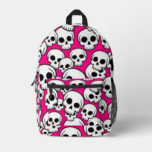 Pink Skull Pattern Backpack プリントバックパック (正面)