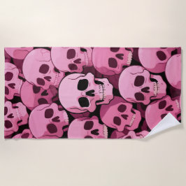 Pink Skull Pattern – Bold Gothic Design ビーチタオル